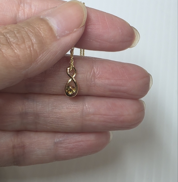 vintage pink gemstone gold toned dainty delicate pendant necklace - Picture 5 of 6